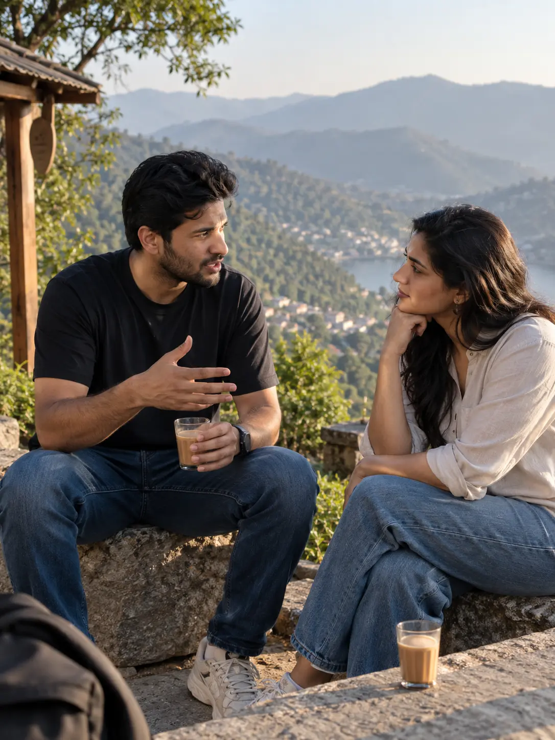 Two Kumaoni men sharing tea and conversation