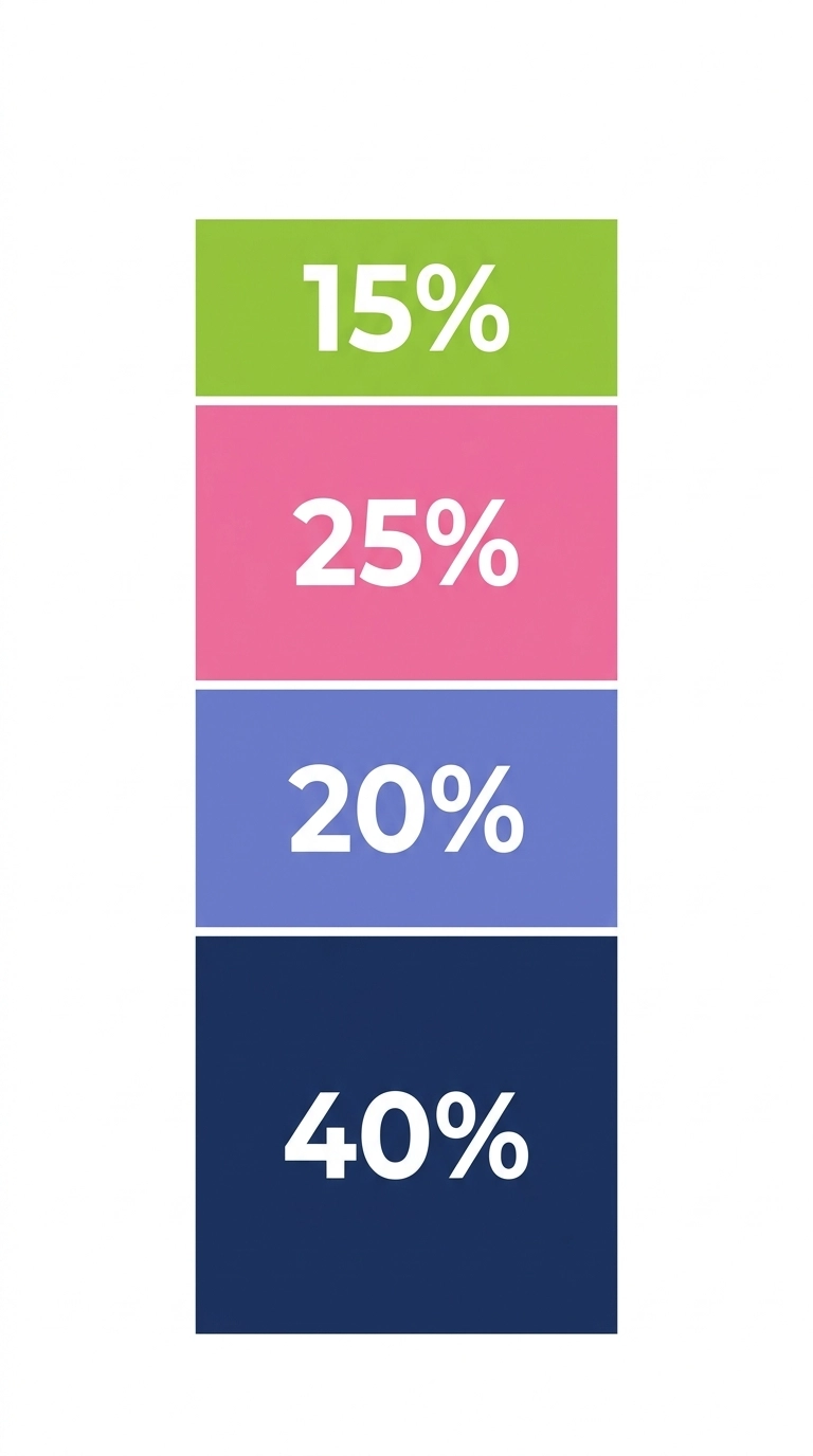 Chart showing what drives performance marketing pricing: media management, creative production, tracking and reporting as proportions